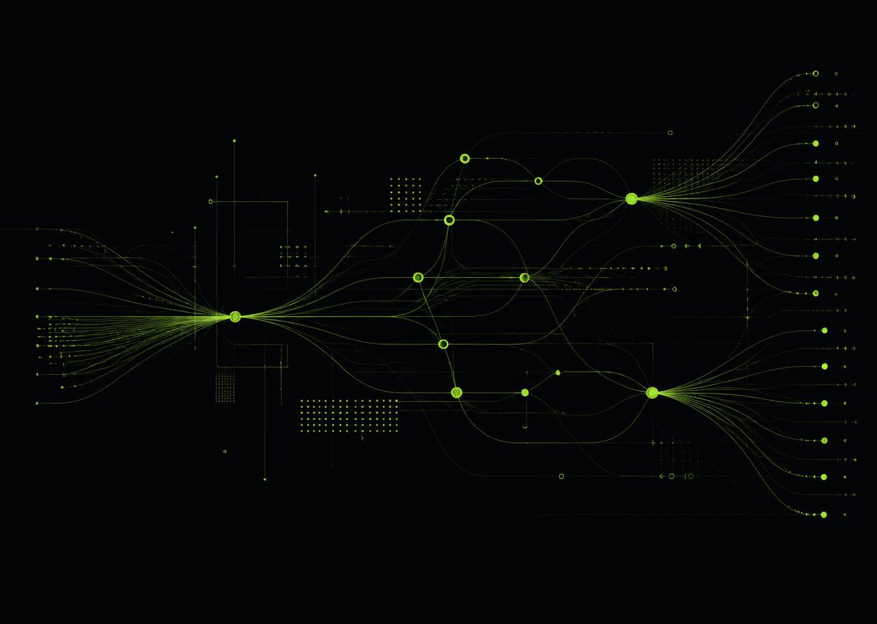 Red de datos que representa inteligencia artificial y conexiones